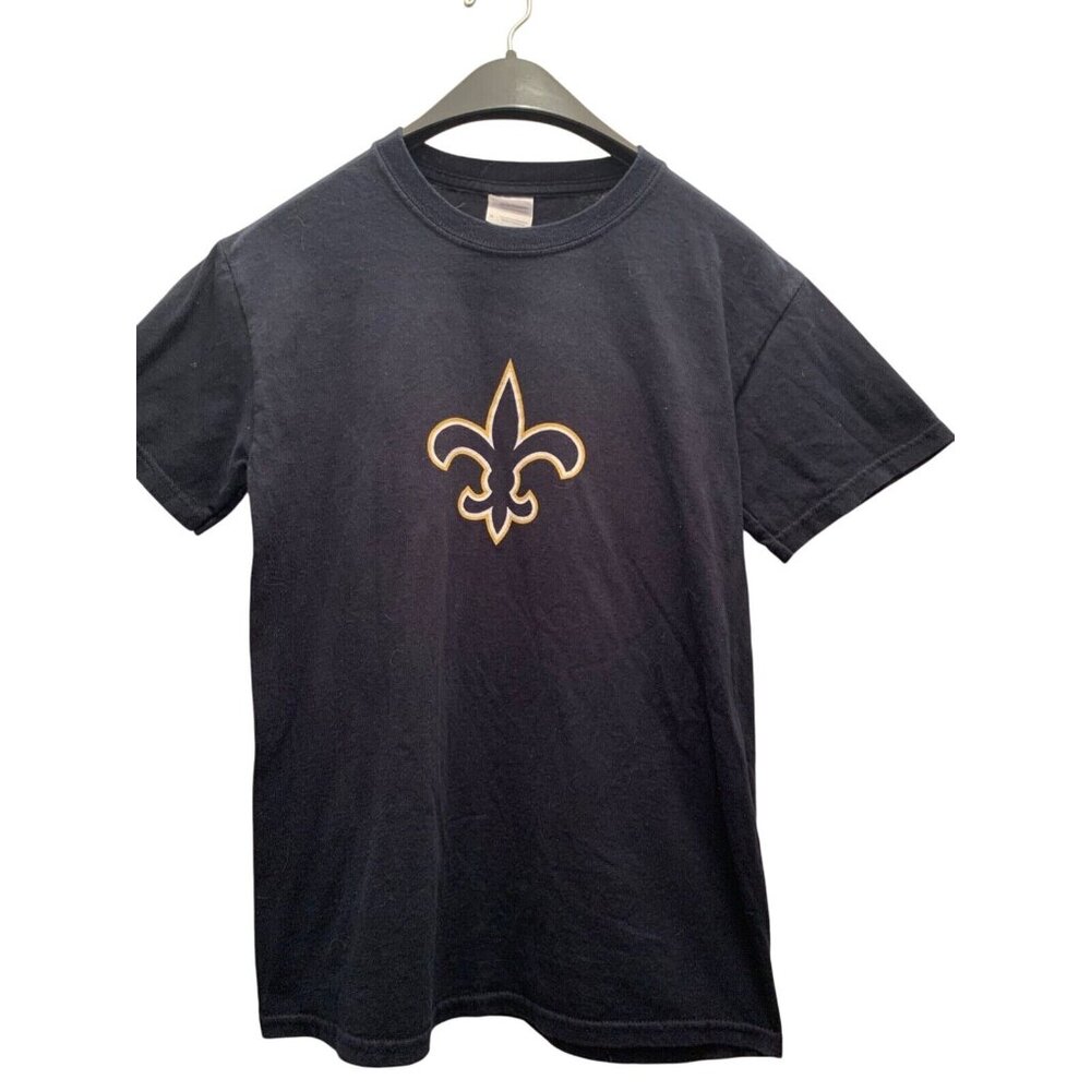 New Orleans Saints Adult T-Shirt S Who Dat Nation Black Fleur De Lis Logo Cotton
